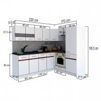 Bucatarie de Colt GENA NEW 5 DR. 170-220, Cu Corp de Cuptor, Stejar Sonoma
